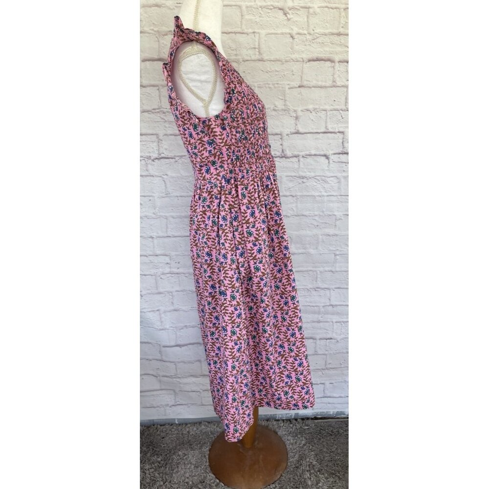 J.Crew  Flutter Sleeve Floral Smoked Midi Sun Dress Size Small - Picture 9 of 13